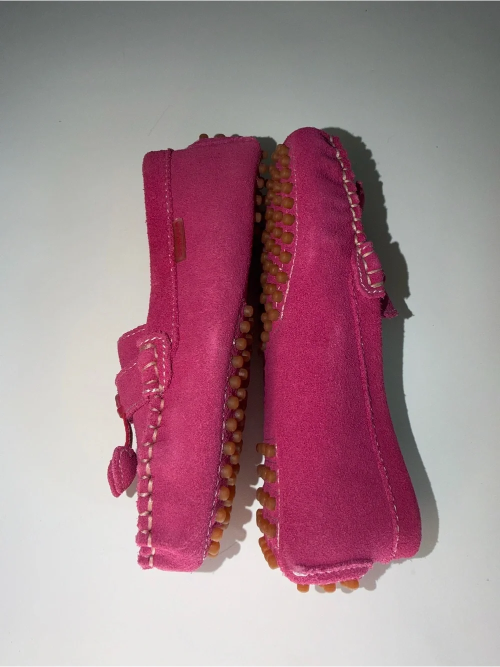 NWT L'Amour Girls Size 11 Fuchsia Suede Driving Moccasins | Heart Tassel